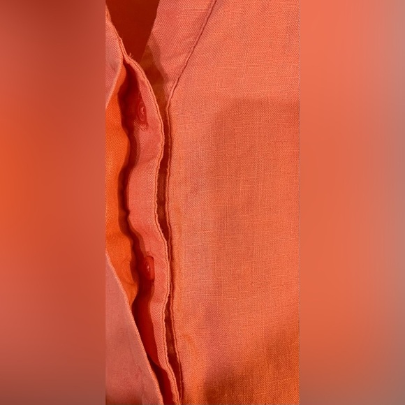 Crown and Ivy Salmon 1/2 Button Up Long Sleeve Tunic, Size L, 100% Linen - Picture 6 of 7